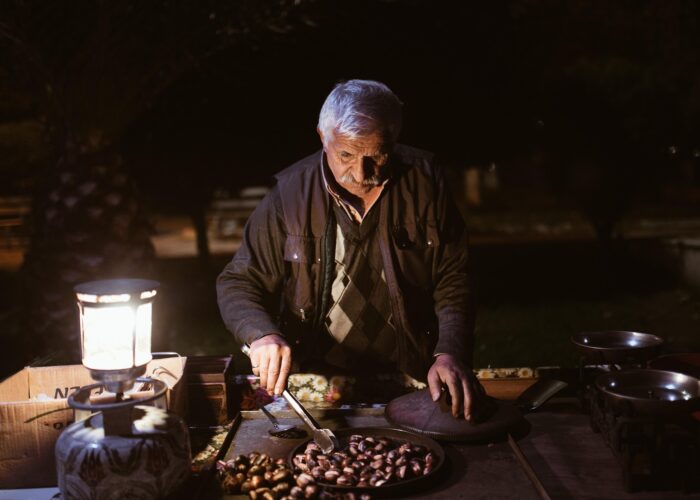 Foto di preparazione delle castagne a Melfi